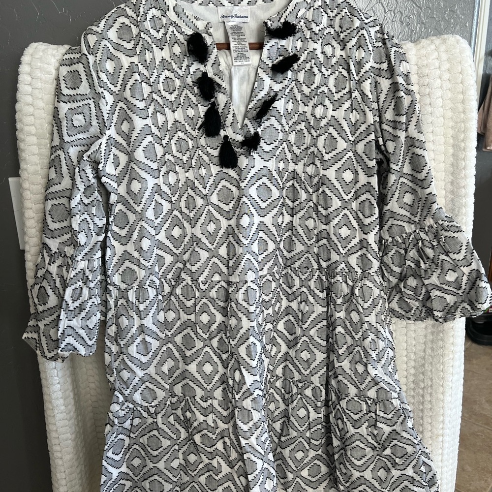 Tommy Bahama Black and White Geometric Tunic